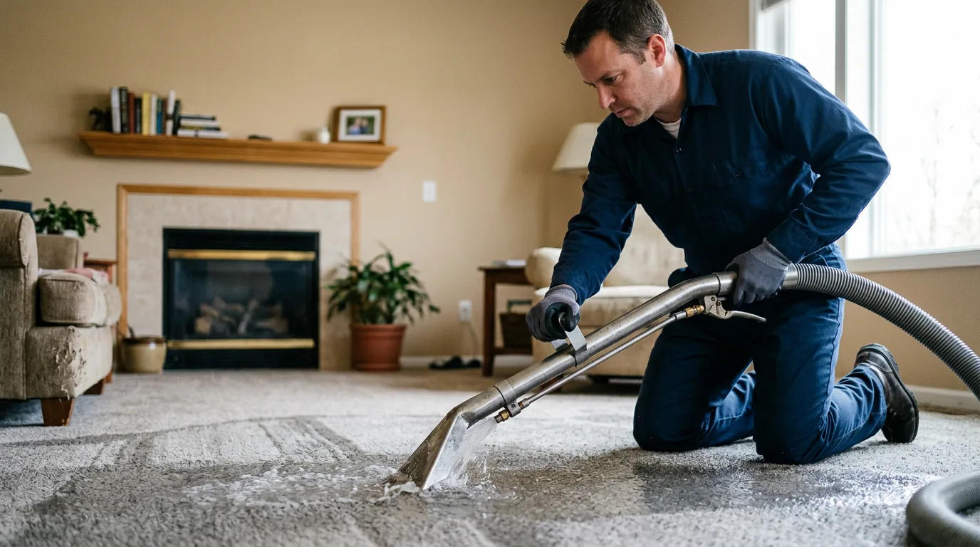 Water damage restoration technician working near Bloomington, TX